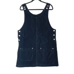 Essentials Style Pinafore Jumper Dress Womens Large Black Corduroy Side Button‎